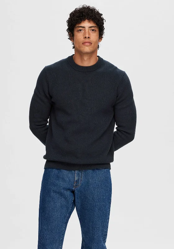 Selected Homme Dane Knit Sweater, NavyWool Knit Tops