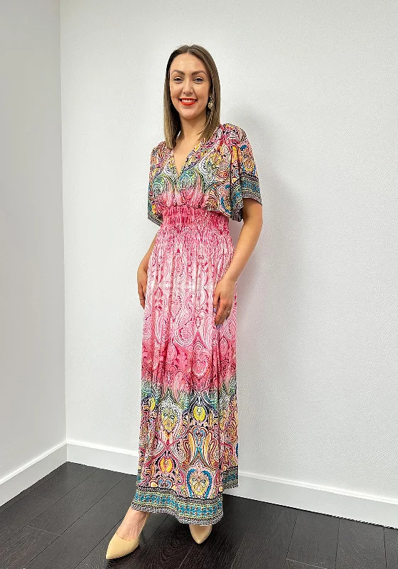 Serafina Collection One Size Paisley Maxi Dress, PinkHalter Dress