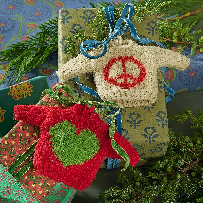 Peace And Love Sweater OrnamentLayered Knit Tops