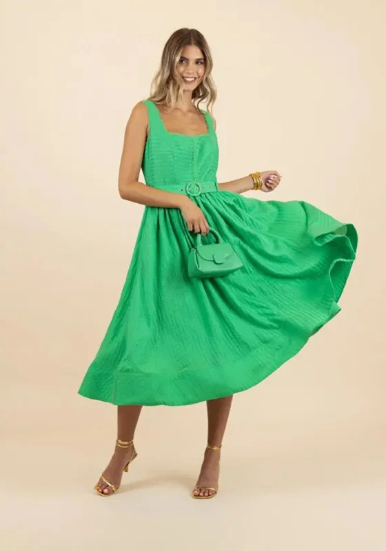 Fee G Amore Textured A-Line Midi Dress, GreenHalter Dress