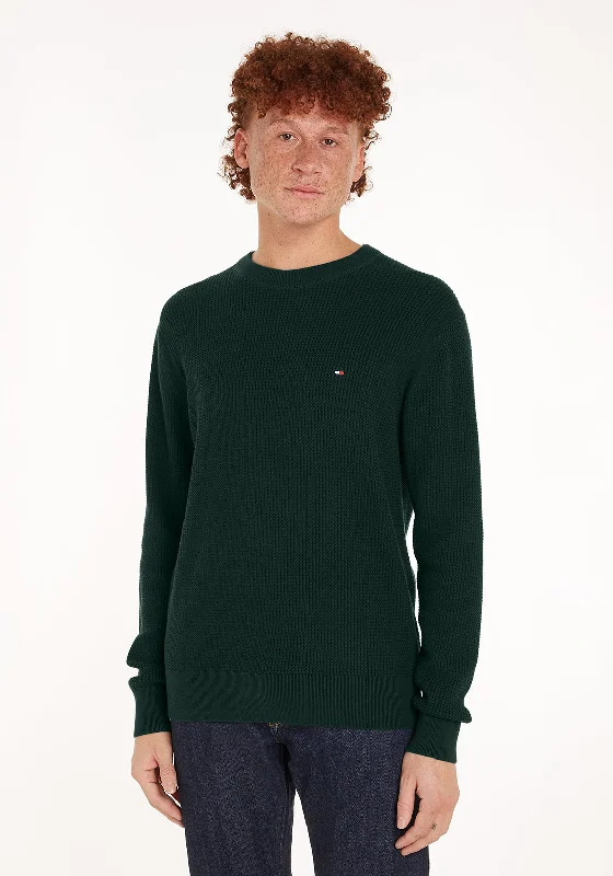 Tommy Hilfiger Textured Knit Crew Neck Sweater, Ornamental GreenLace-Up Knit Tops