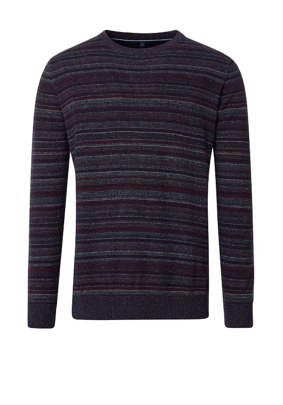 Casa Moda Stripe Sweater, Purple & Wine MultiRibbed Knit Tops