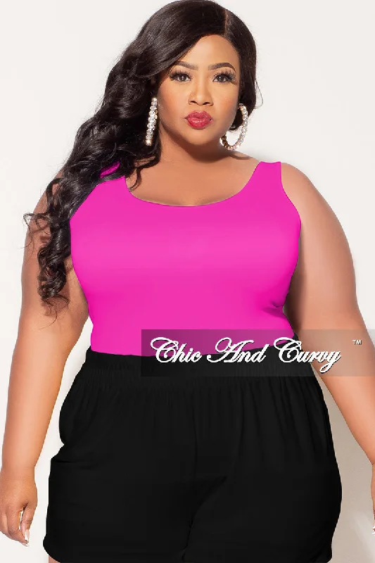 Large women's oversize topsFinal Sale Plus Size Camisole with Thick Straps in Neon Hot Pink (Top Only)