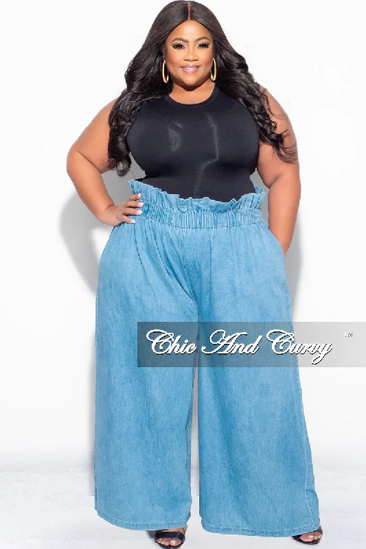 Women's summer topsFinal Sale Plus Size Light Denim Wide Leg Pants