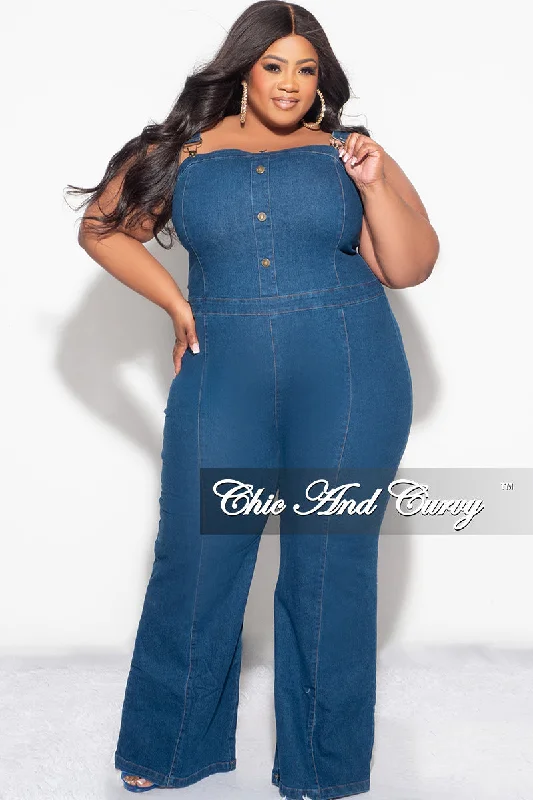 Women's winter topsFinal Sale Plus Size ZipUp Overalls in Denim