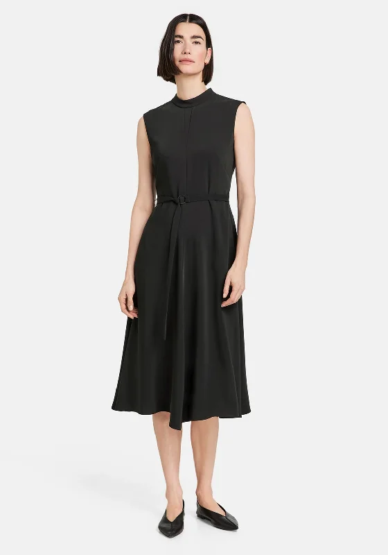 Gerry Weber Cutout Tie Back Midi Dress, BlackVelvet Dress