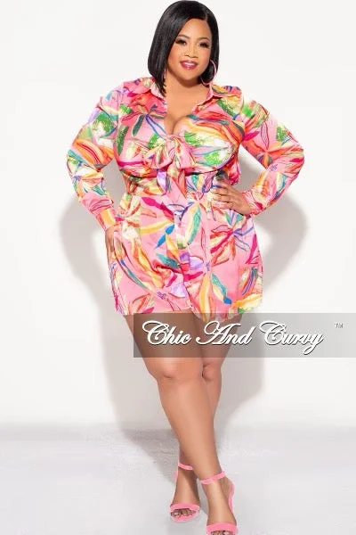 Large women's velvet topsFinal Sale Plus Size Satin Romper in Pink Floral Print