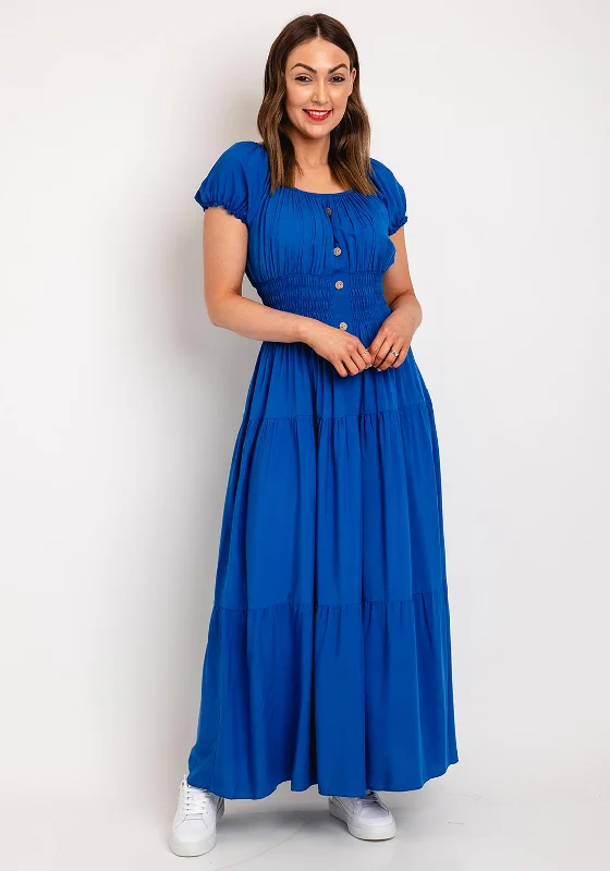 Serafina Collection One Size Shirred Waist Maxi Dress, Royal BlueWaterproof Dress