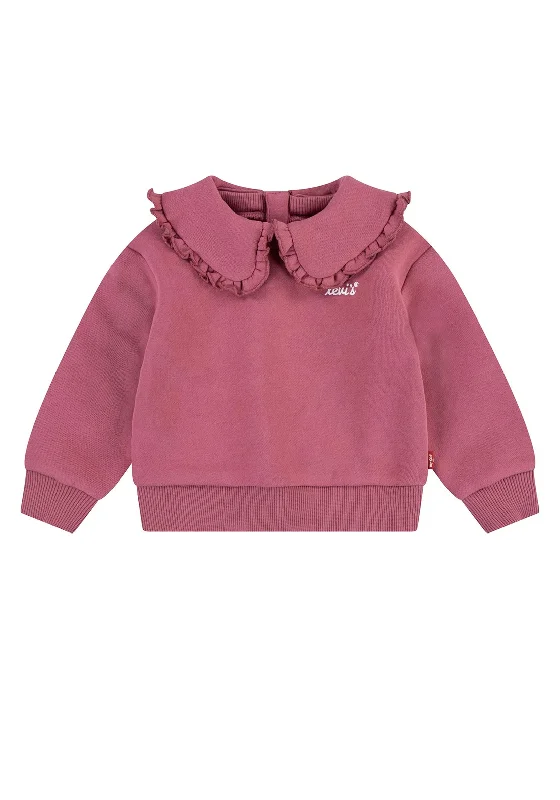 Levi’s Baby Girl Frill Collar Long Sleeve Sweater, Rose WineThermal Knit Tops