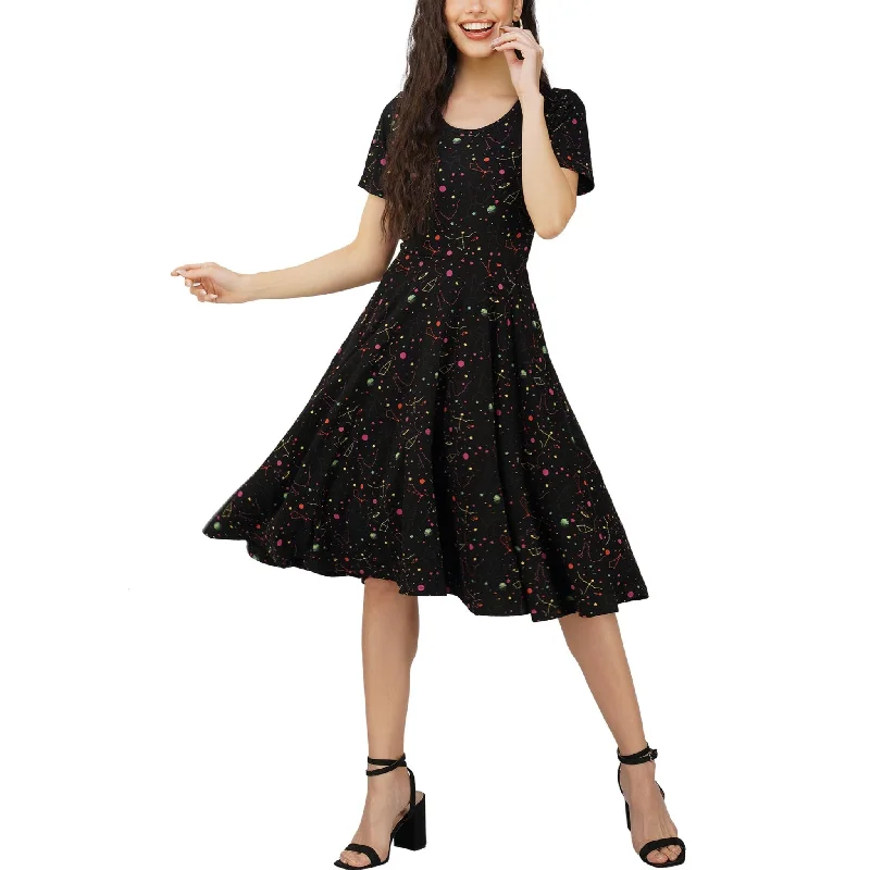 Rainbow Constellations Glow-in-the-Dark Twirl DressWaterproof Dress