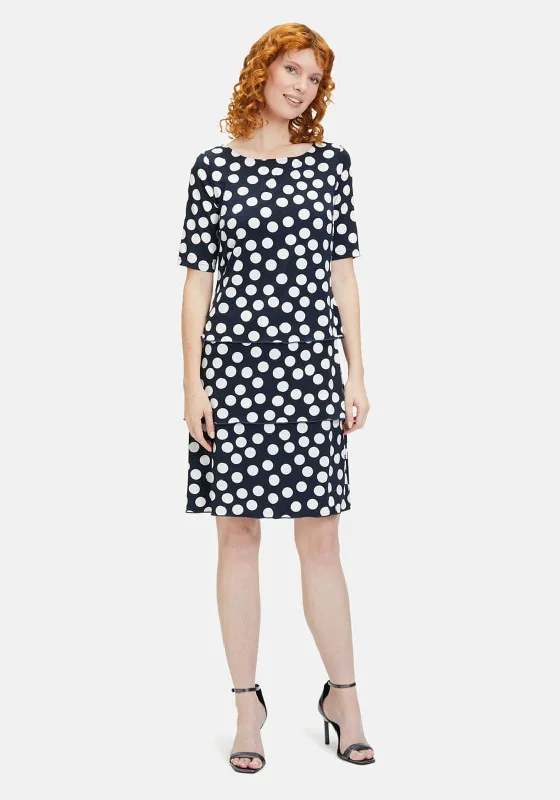 Betty Barclay Polka Dot Tiered Dress, NavyMilitary Dress