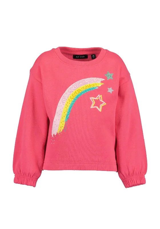 Blue Seven Girl Star Print Long Sleeve Sweater, PinkHigh-Fashion Knit Tops