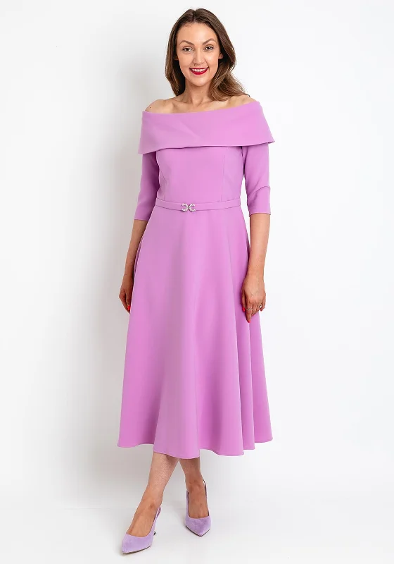 Claudia C Lambrusco Boat Neckline Dress, Pink LavenderEvening Dress