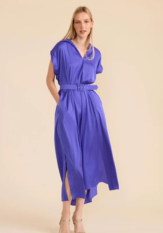 Caroline Kilkenny Phoebe Star Belted Waist Satin Maxi Dress, LavenderGypsy Dress