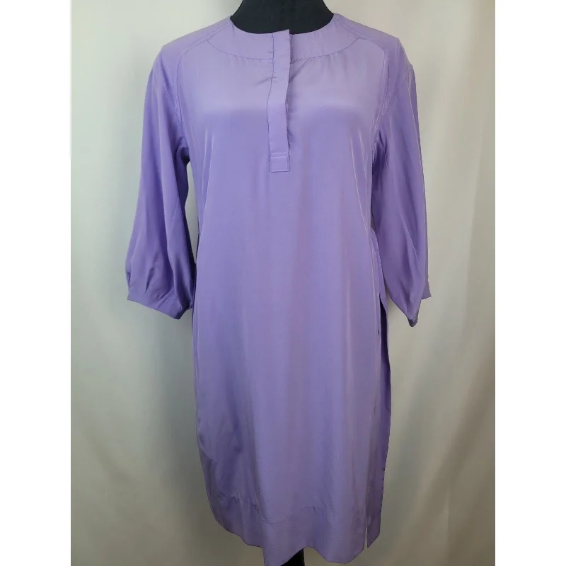 Diane Von Furstenberg NWT Women's Julieta Lavender Purple Silk Shirt Dress Sz 2Cap-sleeve Dress