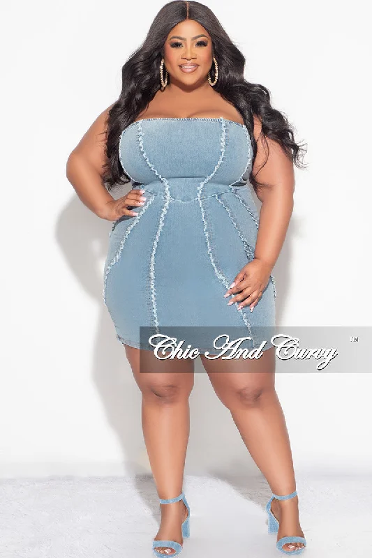 Women's wedding topsFinal Sale Plus Size Strapless Dress in Denim