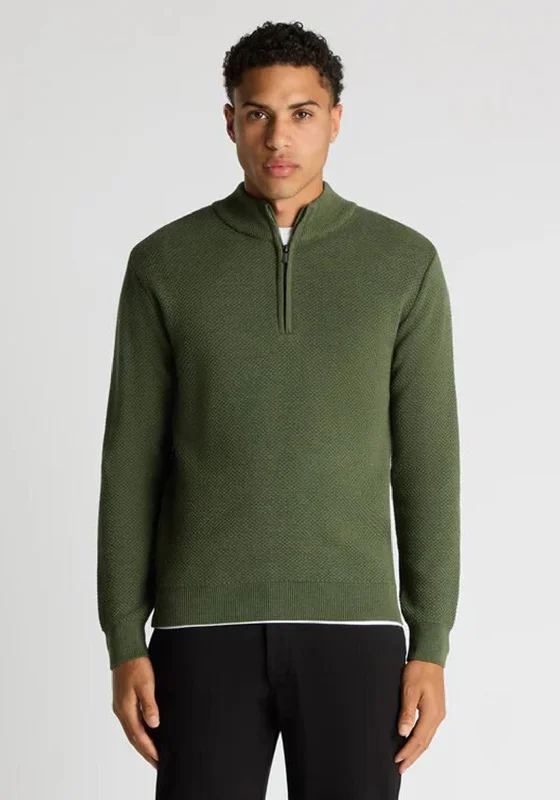 Remus Uomo Tapered Fit Half Zip Sweater, GreenHunting Knit Tops