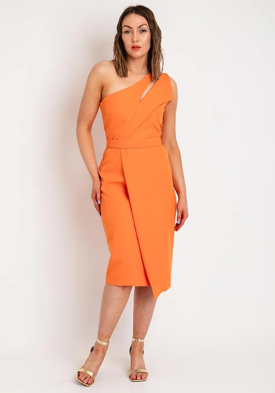 Casting One Shoulder Pencil Midi Dress, OrangeDance Dress