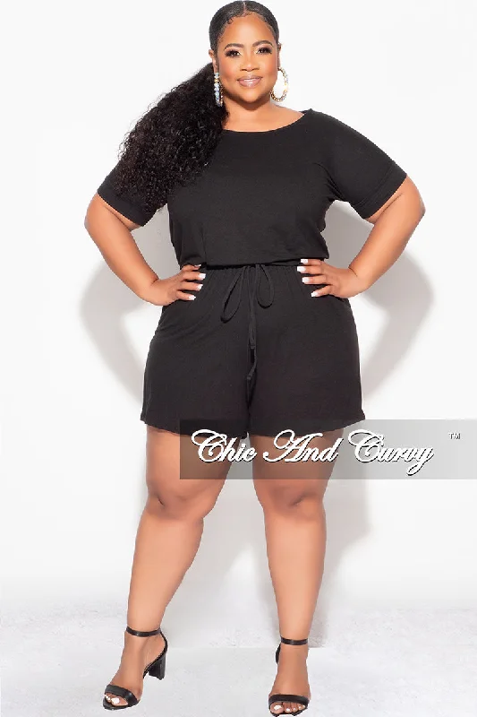 Large women's warm topsFinal Sale Plus Size Romper in Black