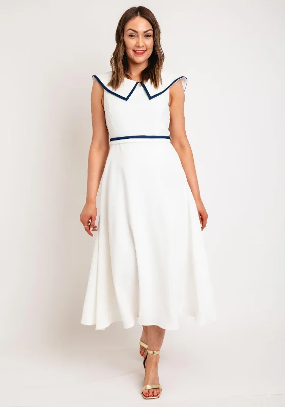 Laura Bernal Peter Pan Collar A-Line Midi Dress, WhiteCrinoline Dress