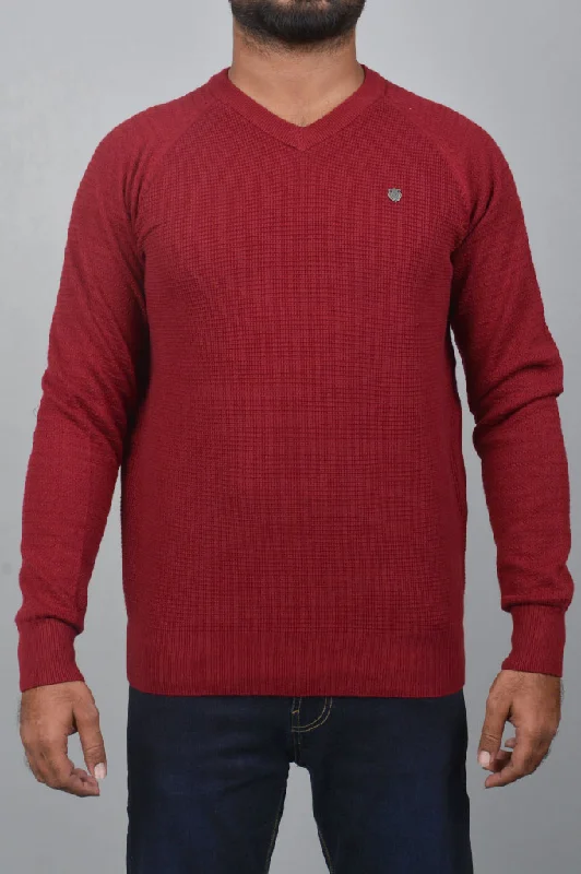 Gents Sweater SKU: SA533-MaroonCotton Knit Tops