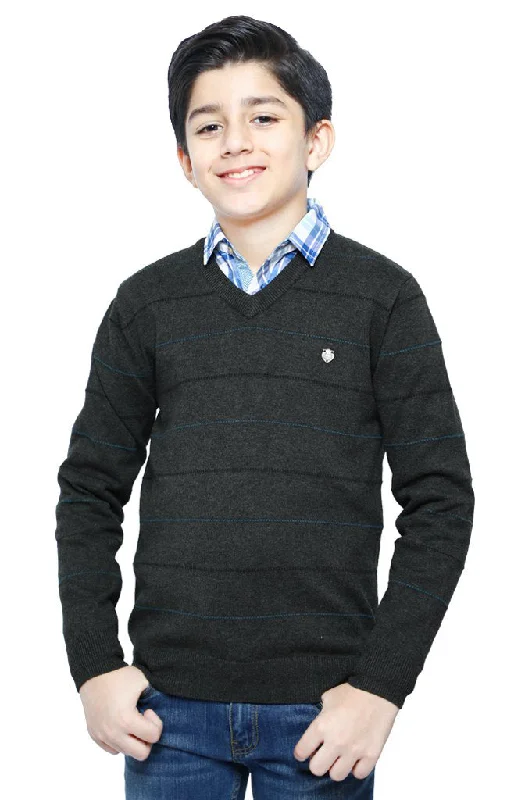 Boys Sweaters In Grey SKU: KBE-0147-GREYAcrylic Knit Tops