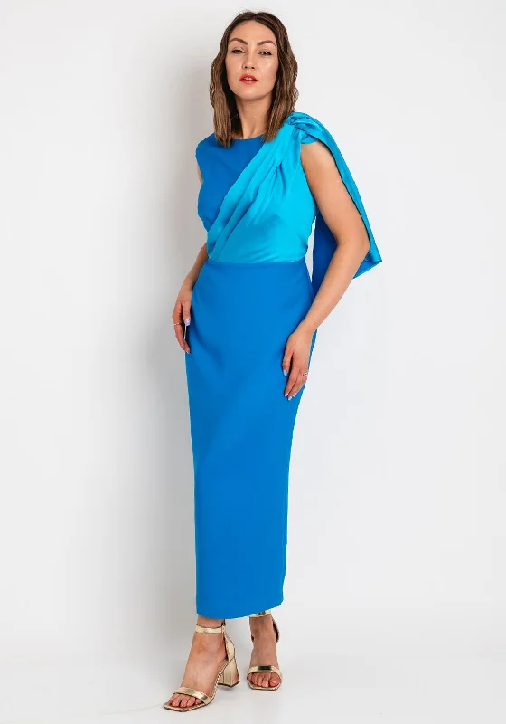 Caroline Kilkenny Stephany Drape Shoulder Dress, TurquoiseTactical Dress