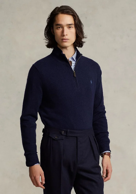 Ralph Lauren Wool Quarter Zip Sweater, Hunter NavyMetallic Knit Tops