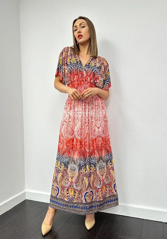 Serafina Collection One Size Paisley Maxi Dress, RedGeometric Dress