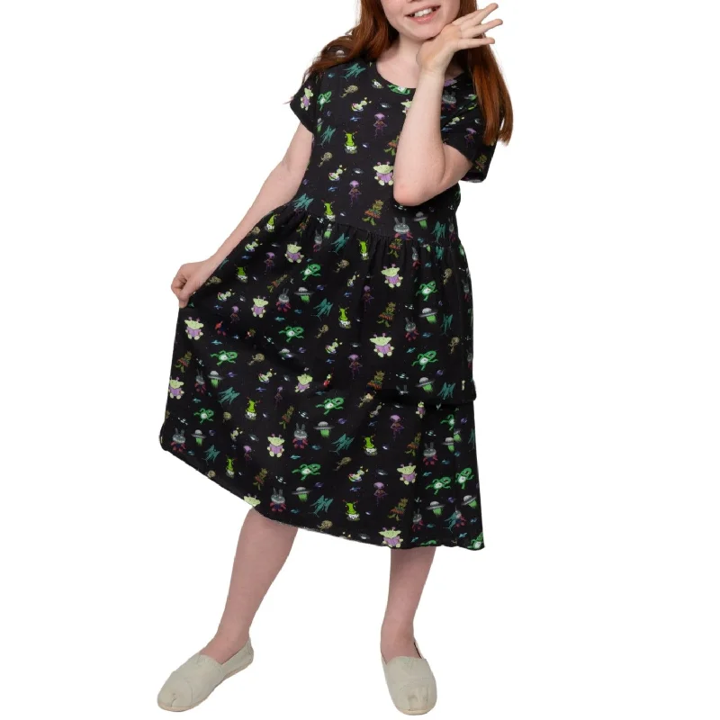 Aliens Art Kids Layered Dress [FINAL SALE]Cap-sleeve Dress