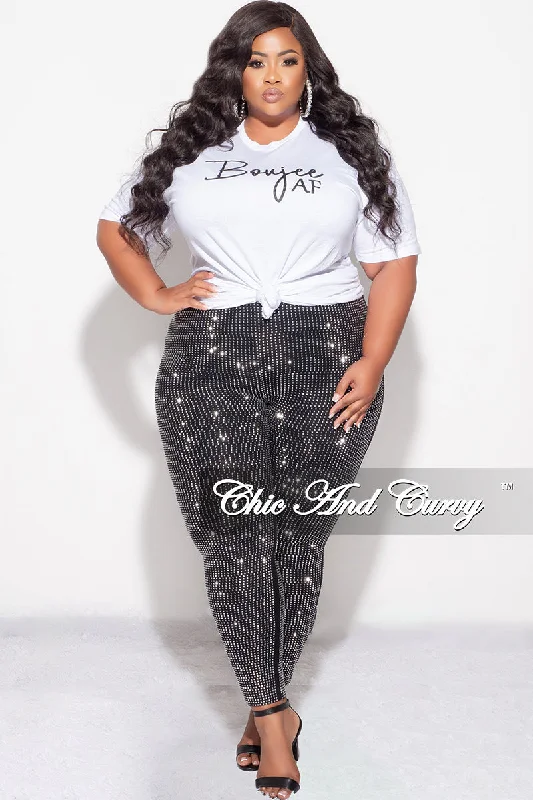 Women's spring topsFinal Sale Plus Size Black Pants With Studs (Pants Only)