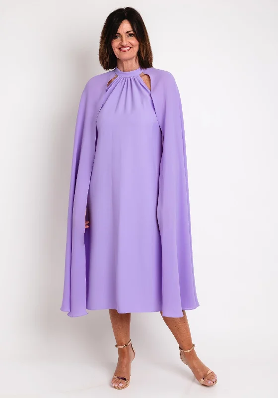 Moskada Mimosa Cape Sleeve Midi Dress, PurpleThermal Dress