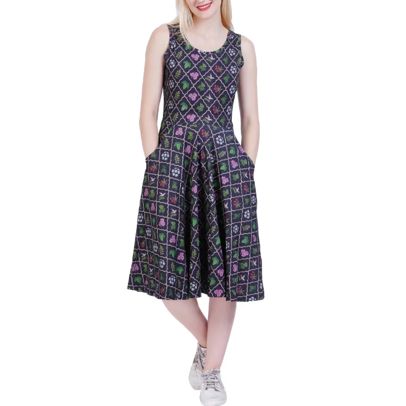 Poisonous Plants Sleeveless Twirl DressEmbroidered Dress