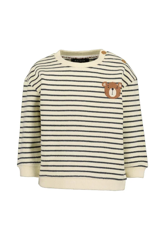 Blue Seven Baby Boy Teddy Long Sleeve Sweater, CreamFleece Knit Tops