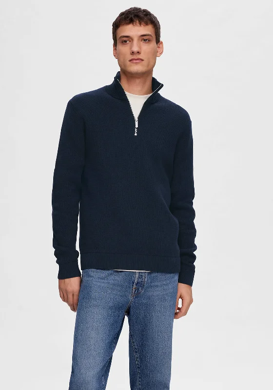 Selected Homme Dane Quarter Zip Knit Sweater, NavyCashmere Knit Tops