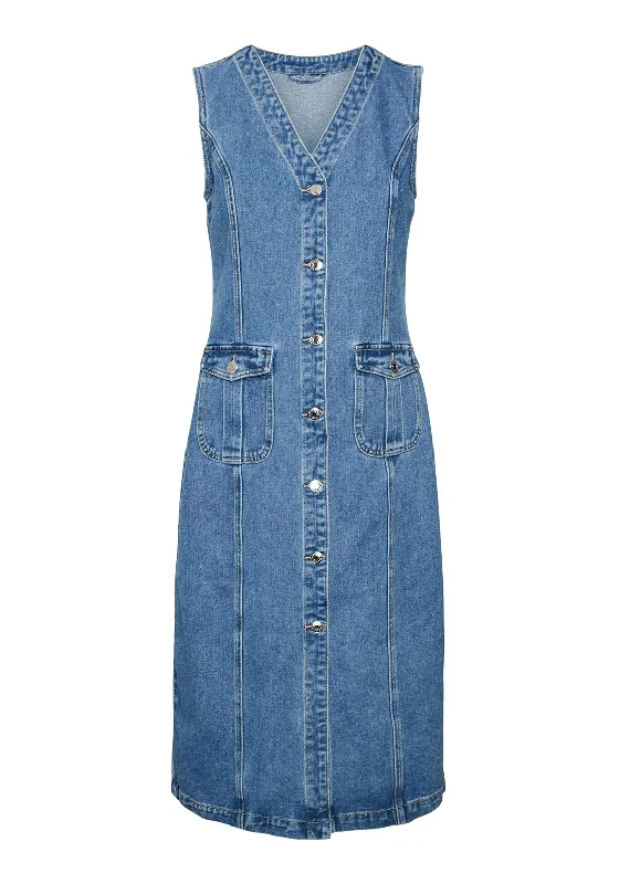 Vero Moda Eden Midi Denim Dress, Mid-Wash DenimModern Dress