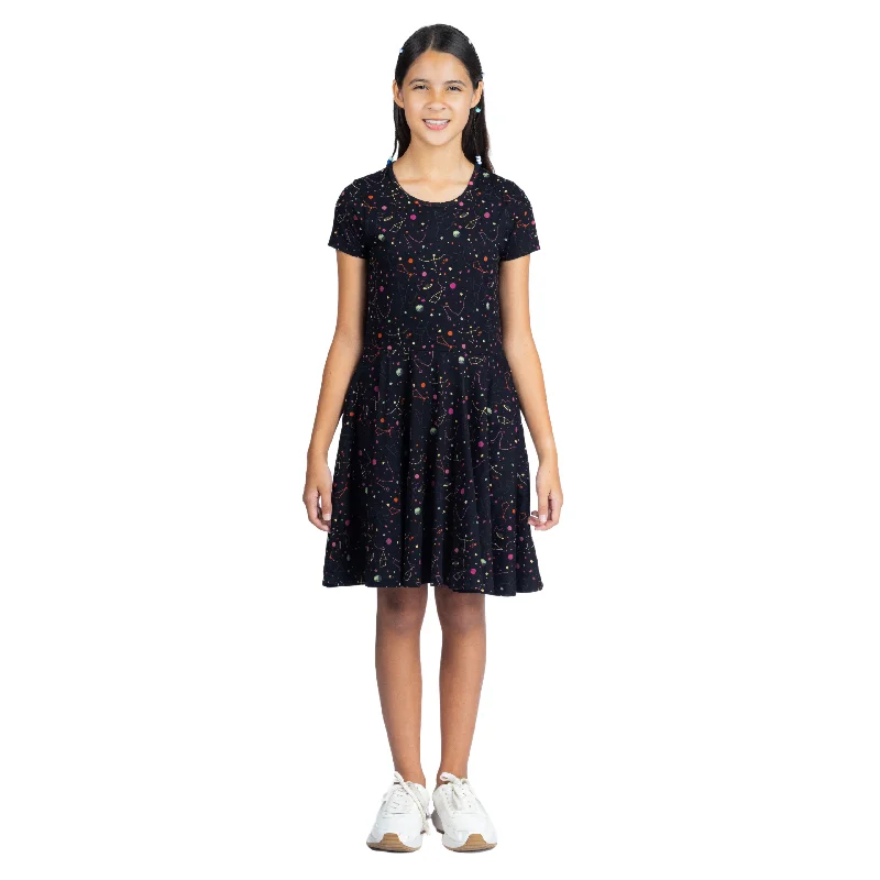 Rainbow Constellations Glow-in-the-Dark Kids Twirl DressSheath Dress