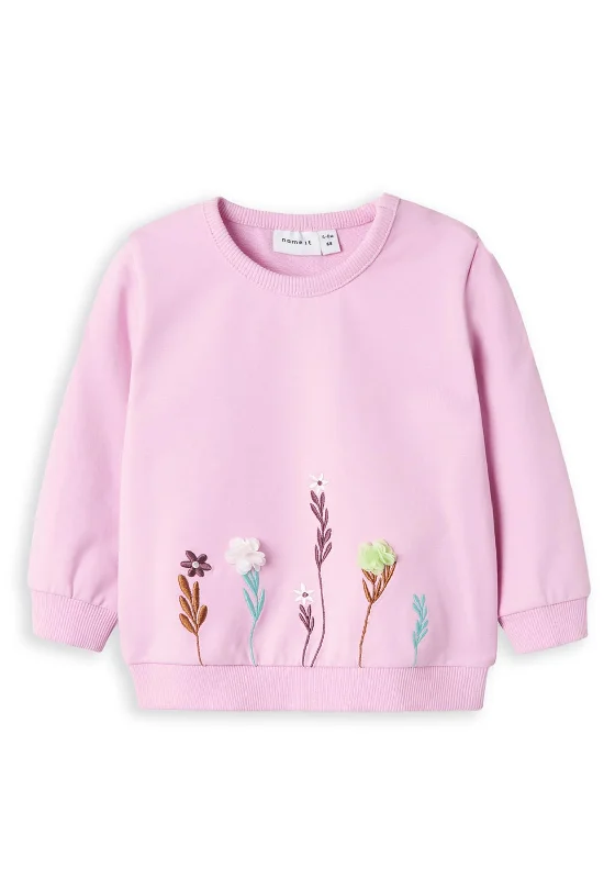 Name It Baby Girl Kamine Long Sleeve Sweater, Pastel LavenderZippered Knit Tops