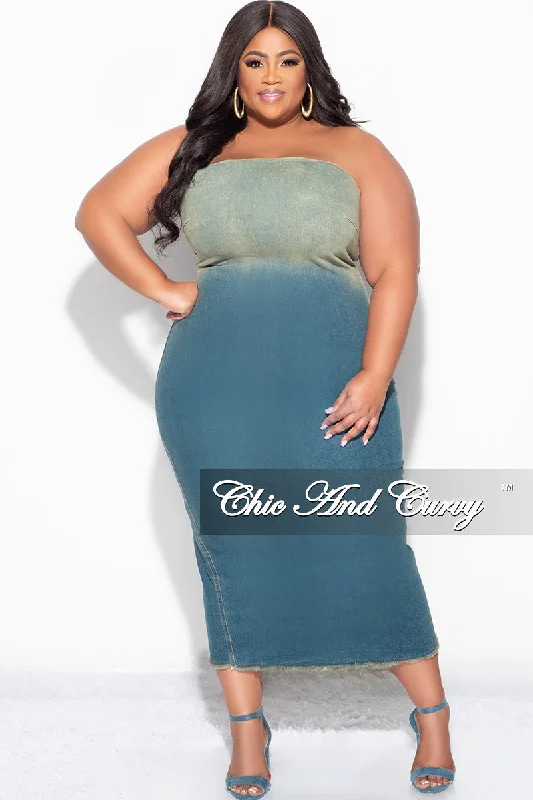 Large women's anti-static topsFinal Sale Plus Size Dress in Washed Denim