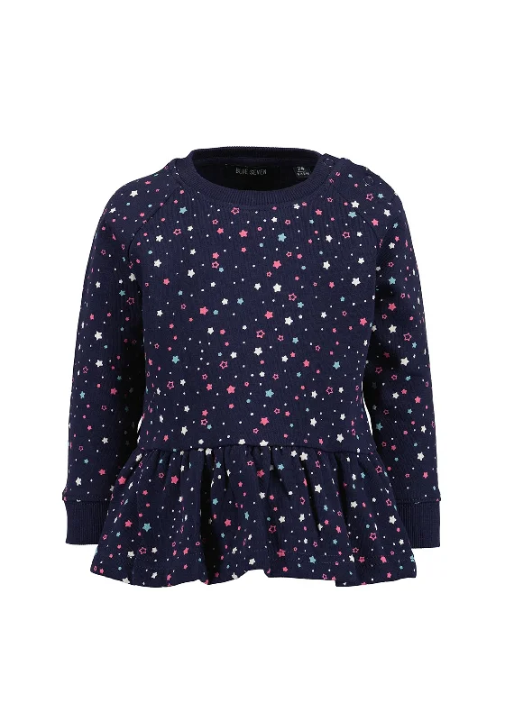 Blue Seven Baby Girl Peplum Sweater, NavyHunting Knit Tops