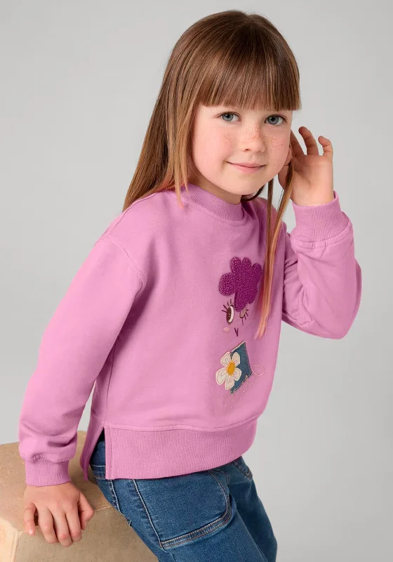 Mayoral Mini Girl Embroidered Long Sleeve Sweater, PinkPerformance Knit Tops