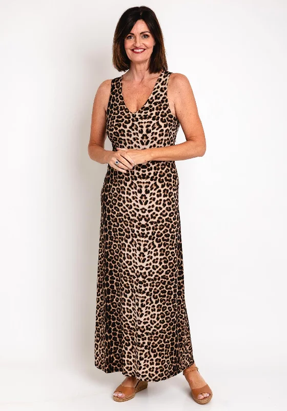 Serafina Collection One Size Leopard Print Maxi Dress, BrownKimono Dress