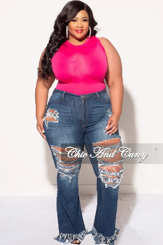 Knit ShirtFinal Sale Plus Size Sleeveless Bodysuit in Fuchsia