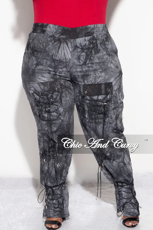 Women's autumn topsFinal Sale Plus Size Cargo Joggers in Dark Grey Tie Dye