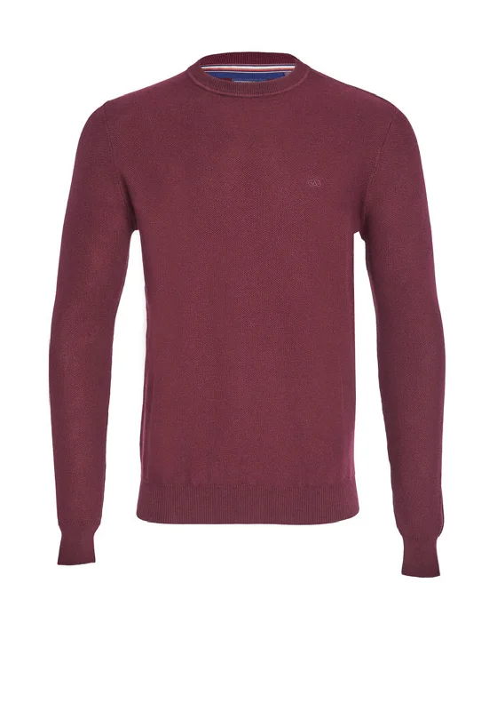 Andre Hook Knit Sweater, BurgundyZippered Knit Tops