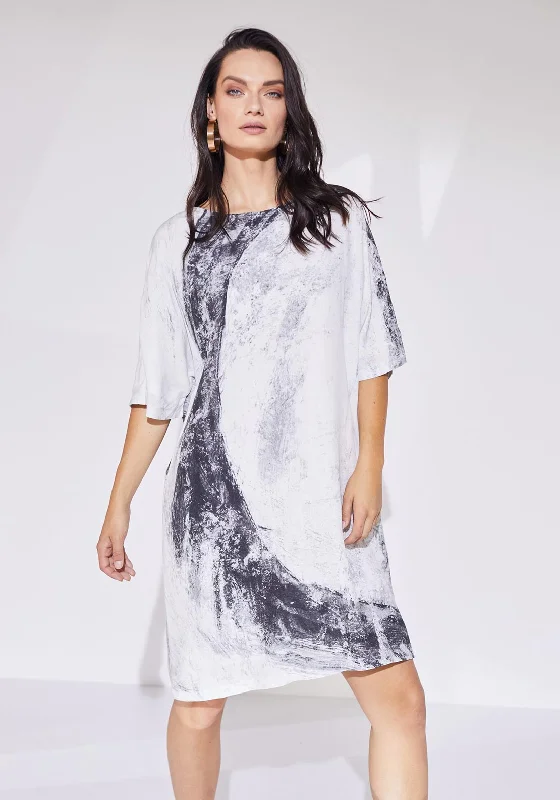 Naya Curve Placement Print Knee Length Dress, GreySpaghetti Strap Dress