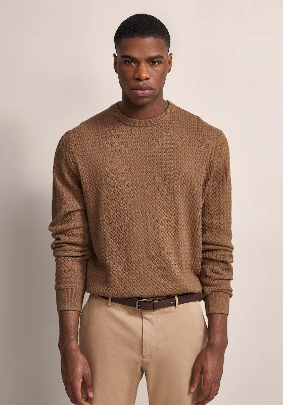 Bugatti Cable Knit Sweater, CamelSkateboard Knit Tops