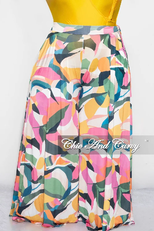 Plus size women's denim topsFinal Sale Plus Size Palazzo Pants in Multi Color Design Print