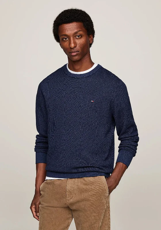 Tommy Hilfiger Two-Tone Pima Cotton Cashmere Sweater, NavySheer Knit Tops