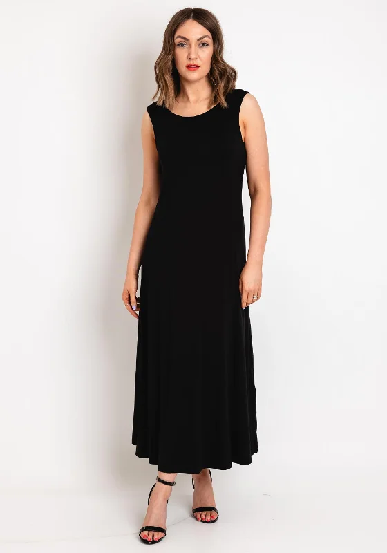 Ever Sassy Round Neck Basic Jersey Maxi Dress, BlackLeather Dress